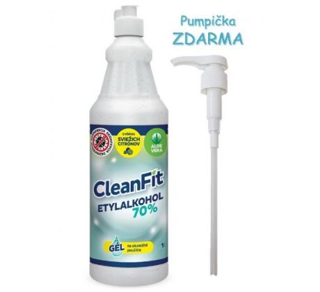 CleanFit dezinfekčný gél 70% citrus na ruky 1 l+ rozprašovač ZDARMA