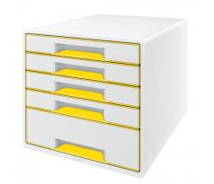 Zásuvkový box Leitz WOW s 5 zásuvkami žltý