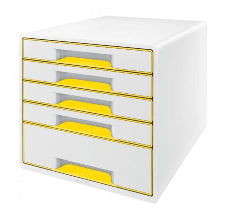 Zásuvkový box Leitz WOW s 5 zásuvkami žltý