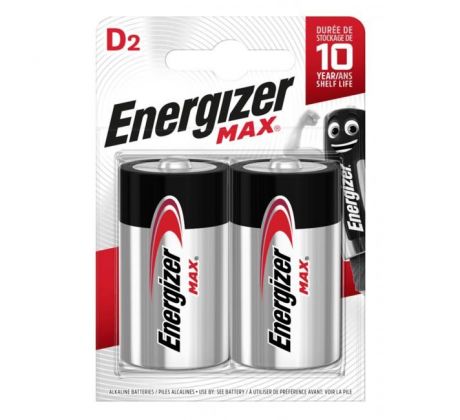 Batéria Energizer alkalická Max 1,5 V, typ D, 2 ks