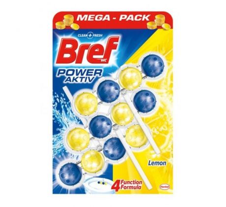 Bref Power Aktiv WC závesný blok tuhý 3 x 50 g Citrón