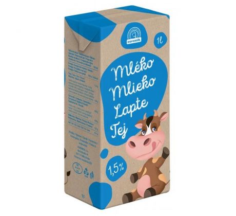 Trvanlivé mlieko Euromilk polotučné 1,5% 1 ℓ
