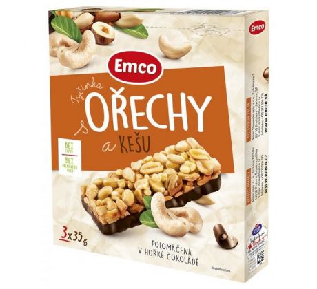 Tyčinka Emco s orechami a kešu 3 x 35 g