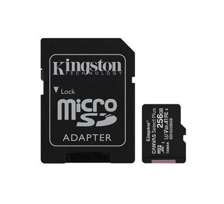 Pamäťová karta Kingston Canvas Select Plus microSDXC 256GB Class 10 UHS-I 100/10 MB/s (+ adaptér) (SDCS2/256GB)