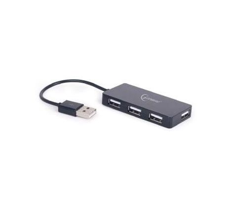 USB 2.0 4-port hub, built-in USB cord, black color (UHB-U2P4-04)