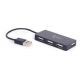 USB 2.0 4-port hub, built-in USB cord, black color (UHB-U2P4-04)