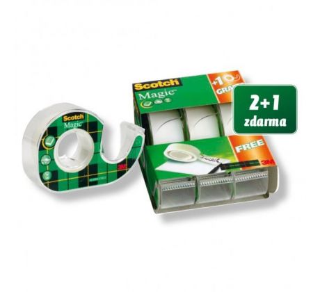 DARČEK - Lepiaca páska Scotch Magic, 19 mm x 7,5 m, s dispenzorom, 2+1 zdarma  - Objednaj 1 ks a dostaneš darček 1 ks Lepiaca tyčinka Scotch Monster 8g ( Platí do 30.9.2025)