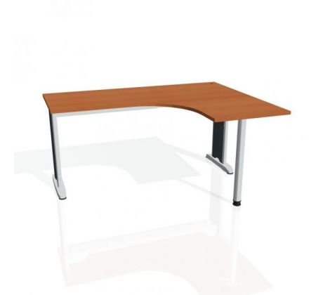 Pracovný stôl Flex, ergo, ľavý, 160x75,5x120 (60x60) cm, čerešňa/kov