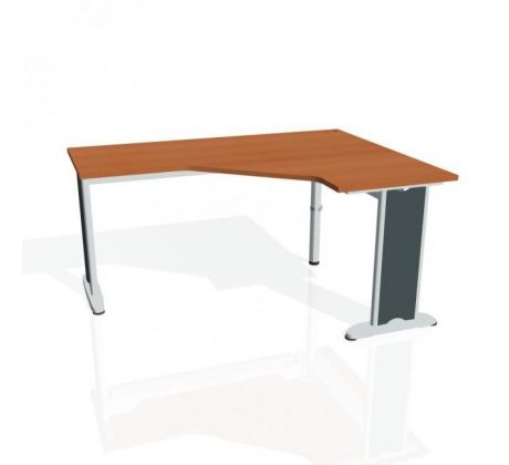 Pracovný stôl Flex, ergo, ľavý, 160x75,5x120 (60x60) cm, čerešňa/kov