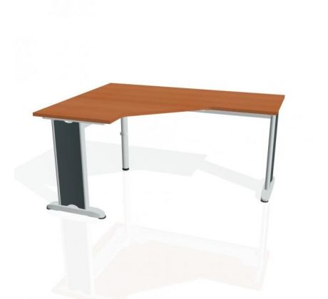 Pracovný stôl Flex, ergo, pravý, 160x75,5x120 (60x60) cm, čerešňa/kov