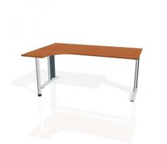 Pracovný stôl Flex, ergo, pravý, 180x75,5x120 (40x80) cm, čerešňa/kov