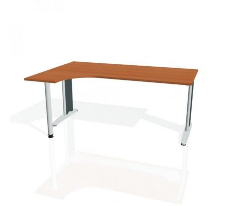 Pracovný stôl Flex, ergo, pravý, 180x75,5x120 (40x80) cm, čerešňa/kov