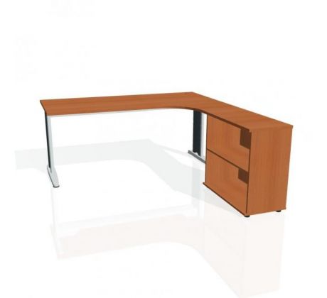 Pracovný stôl Flex, ergo, ľavý, 180x75,5x200,0 (80x40) cm, čerešňa/kov