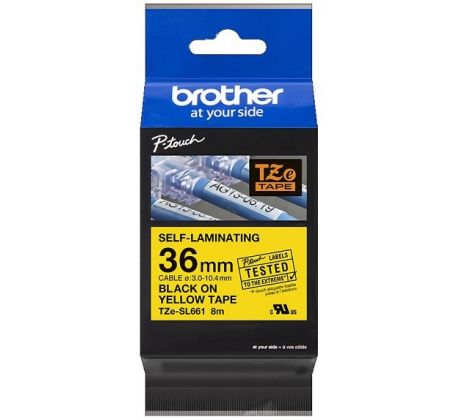 páska BROTHER TZeSL661 čierne písmo, žltá páska SELF-LAMINATING Tape (36mm) (TZESL661)