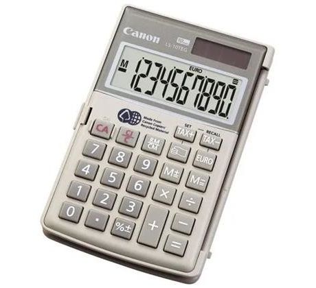 vrecková kalkulačka CANON LS-10TEG, 10 miest, solárne napájanie + batérie, prepočet EUR (4422B002)