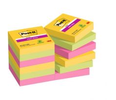 Samolepiaci bloček Post-it Super Sticky CARNIVAL, veľkosť 47,6 x 47,6 mm, 12 bločkov po 90 lístkov