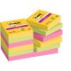 Samolepiaci bloček Post-it Super Sticky CARNIVAL, veľkosť 47,6 x 47,6 mm, 12 bločkov po 90 lístkov