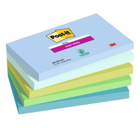 Samolepiaci bloček Post-it Super Sticky OASIS, veľkosť 76x127 mm, 5 bločkov po 90 lístkov