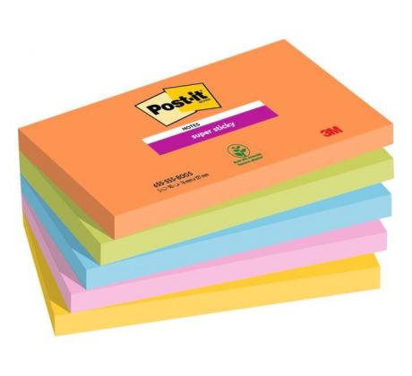Samolepiaci bloček Post-it Super Sticky BOOST, veľkosť 76x127 mm, 5 bločkov po 90 lístkov
