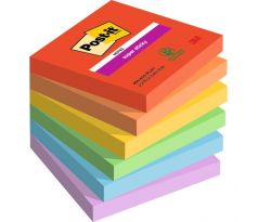 Samolepiaci bloček Post-it Super Sticky PLAYFUL, veľkosť 76x76 mm, 6 bločkov po 90 lístkov