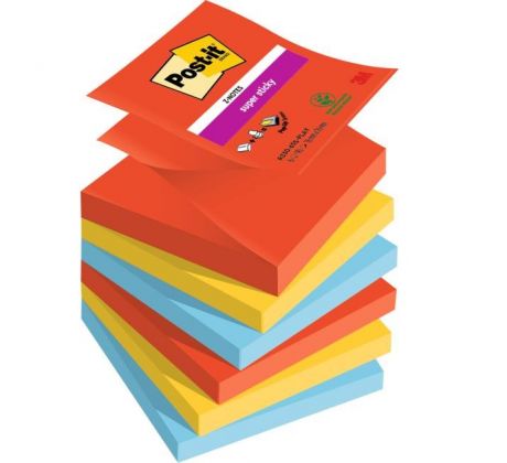 Samolepiace Z-bločky Post-it Super Sticky PLAYFUL, veľkosť 76x76 mm, 6 bločkov po 90 lístkov