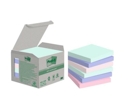Samolepiaci bloček Post-it Super Sticky NATURE, pastelové farby, veľkosť 76x76 mm, 6 bločkov po 100 lístkov