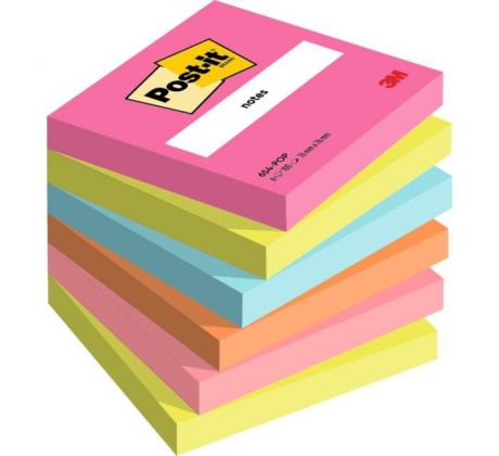 Samolepiaci bloček Post-it Super Sticky Poptimistic 76x76mm, 6 bločkov po 100 lístkov