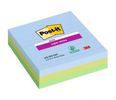 Samolepiaci bloček Post-it Super Sticky OASIS, veľkosť 101x101 mm XL, linajkové, 3 bločky po 70 lístkov