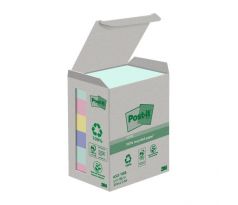 Samolepiaci bloček Post-it recyklované NATURE, pastelové farby, veľkosť 38x51 mm, 6 bločkov po 100 lístkov