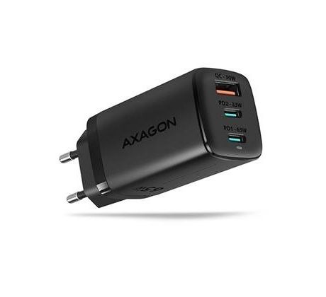 univerzálna USB nabíjačka Axagon ACU-DPQ65, 3x USB (USB-A + dual USB-C), 65W PD3.0/QC4+/PPS/Apple, čierna (ACU-DPQ65)