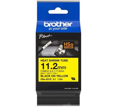 zmršťovacia bužírka BROTHER HSe631E čierne písmo, žltá bužírka TUBE (11.2mm) (HSE631E)