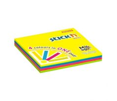 Samolepiaci bloček MAGIC 4 neónové farby, 76 x 76 mm, 100 lístkov