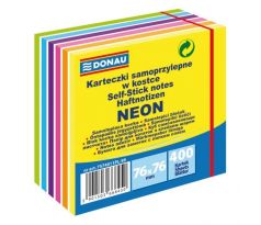 Bloček Donau, 76 x 76 mm, 6 neonových farieb, 400 lístkov
