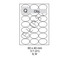 etikety samolepiace ELIPSA - 60 x 40 mm 3:7 univerzálne biele 21ks/A4 (100 listov A4/bal.) (ECO-060400)
