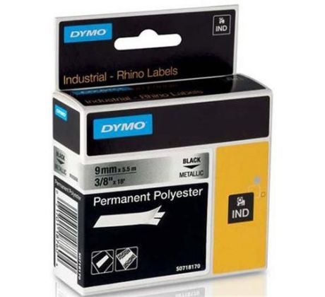 páska DYMO 18485 PROFI D1 RHINO Black On Metallic Permanent Polyester Tape (9mm) (S0718170)