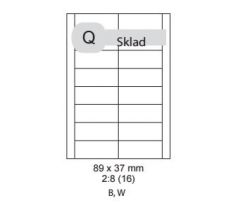 etikety ECODATA Samolepiace 89 x 37mm univerzálne biele 16ks/A4 (100 listov A4/bal.) (ECO-08903700)