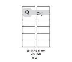 etikety ECODATA Samolepiace 88,5 x 46,5mm univerzálne biele 12ks/A4 (100 listov A4/bal.) (ECO-08804600)