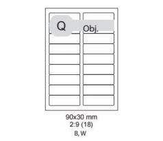 etikety ECODATA Samolepiace 90 x 30mm univerzálne biele 18ks/A4 (100 listov A4/bal.) (ECO-09003000)