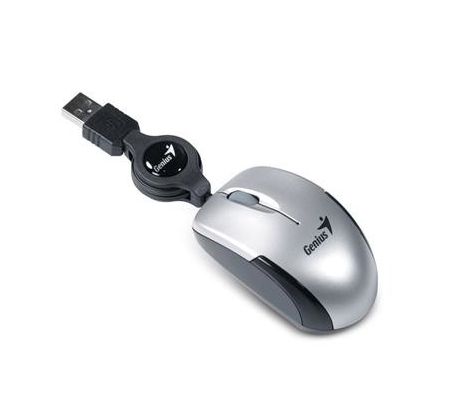Myš GENIUS Micro Traveler V2, kráblová, 1200 DPI, USB, strieborná (31010125106)