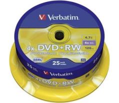 DVD+RW VERBATIM 4,7GB 4X 25ks/cake (43489)