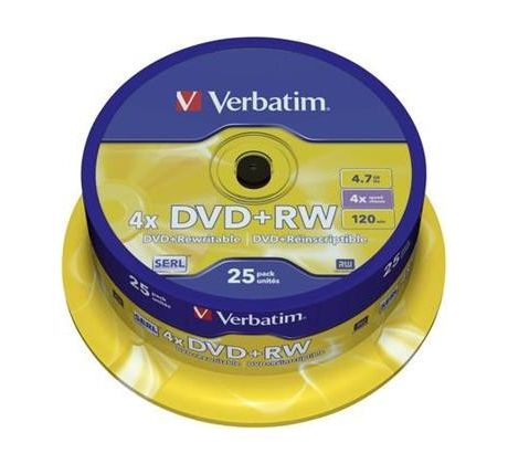DVD+RW VERBATIM 4,7GB 4X 25ks/cake (43489)