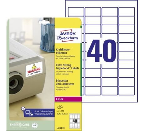 Etikety odolné na špeciálne použitie s trojnásobnou lepivosťou Avery 45,7x25,4mm biele