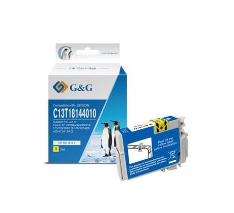 alt. kazeta G&G pre EPSON C13T18144013 XP-102 / XP-202 / XP-205 / XP-30 / XP-302 / XP-305 / XP-402 / XP-405 (10ml/Y) (NP-R-1814Y)