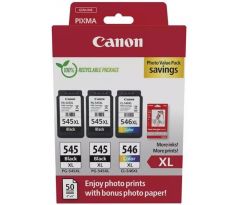 kazeta CANON PG-545 XL black (2x) + CL-546 XL color (1x) MG2450/MG2550 + GP501 10x15 (8286B015)