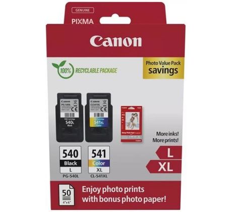 kazeta CANON PG-540 L black + CL-541 XL color MG2150/3150 + GP501 10x15 (5224B012)