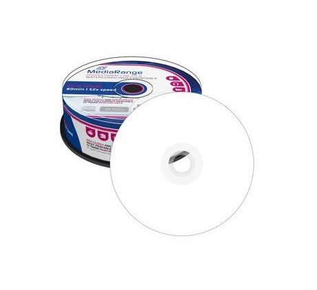 CD-R MEDIARANGE Waterguard white, high-glossy, Printable 700MB 52X 25ks/cake (MRPL512)