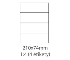etikety ECODATA Samolepiace 210x74 univerzálne biele 4ks/A4 (100 listov A4/bal.) (ECO-21007400)