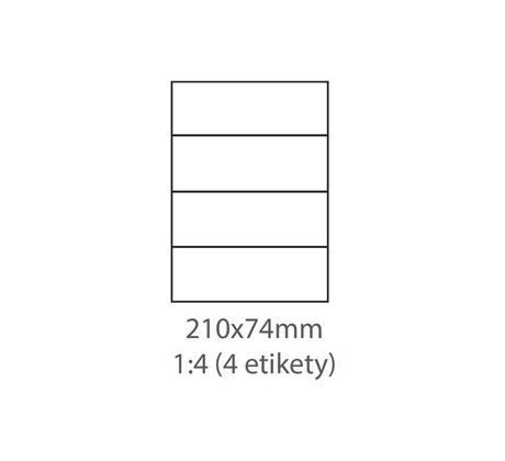 etikety ECODATA Samolepiace 210x74 univerzálne biele 4ks/A4 (100 listov A4/bal.) (ECO-21007400)