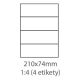 etikety Samolepiace 210x74 univerzálne biele 4ks/A4 (100 listov A4/bal.) (ECO-21007400)