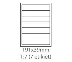 etikety ECODATA Samolepiace 191x39 univerzálne biele 7ks/A4 (100 listov A4/bal.) (ECO-19103900)